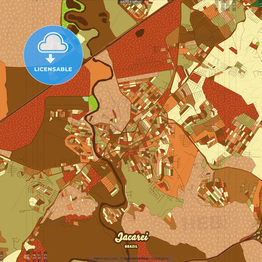 Jacarei Brazil Farmhouse Poster Art Map Template