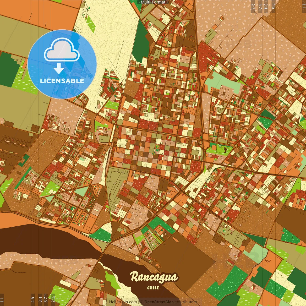 Rancagua Chile Farmhouse Poster Art Map Template