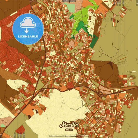 Marilia Brazil Farmhouse Poster Art Map Template