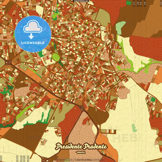 Presidente Prudente Brazil Farmhouse Poster Art Map Template