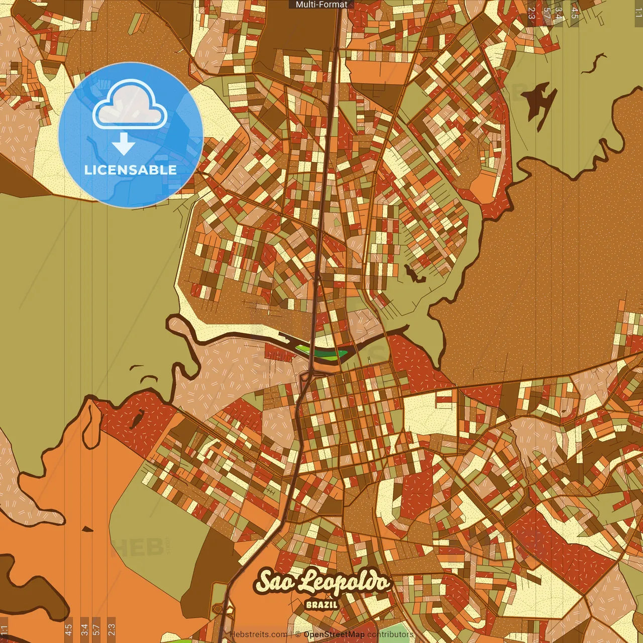 Sao Leopoldo Brazil Farmhouse Poster Art Map Template