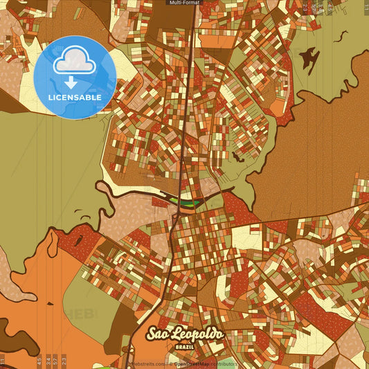 Sao Leopoldo Brazil Farmhouse Poster Art Map Template