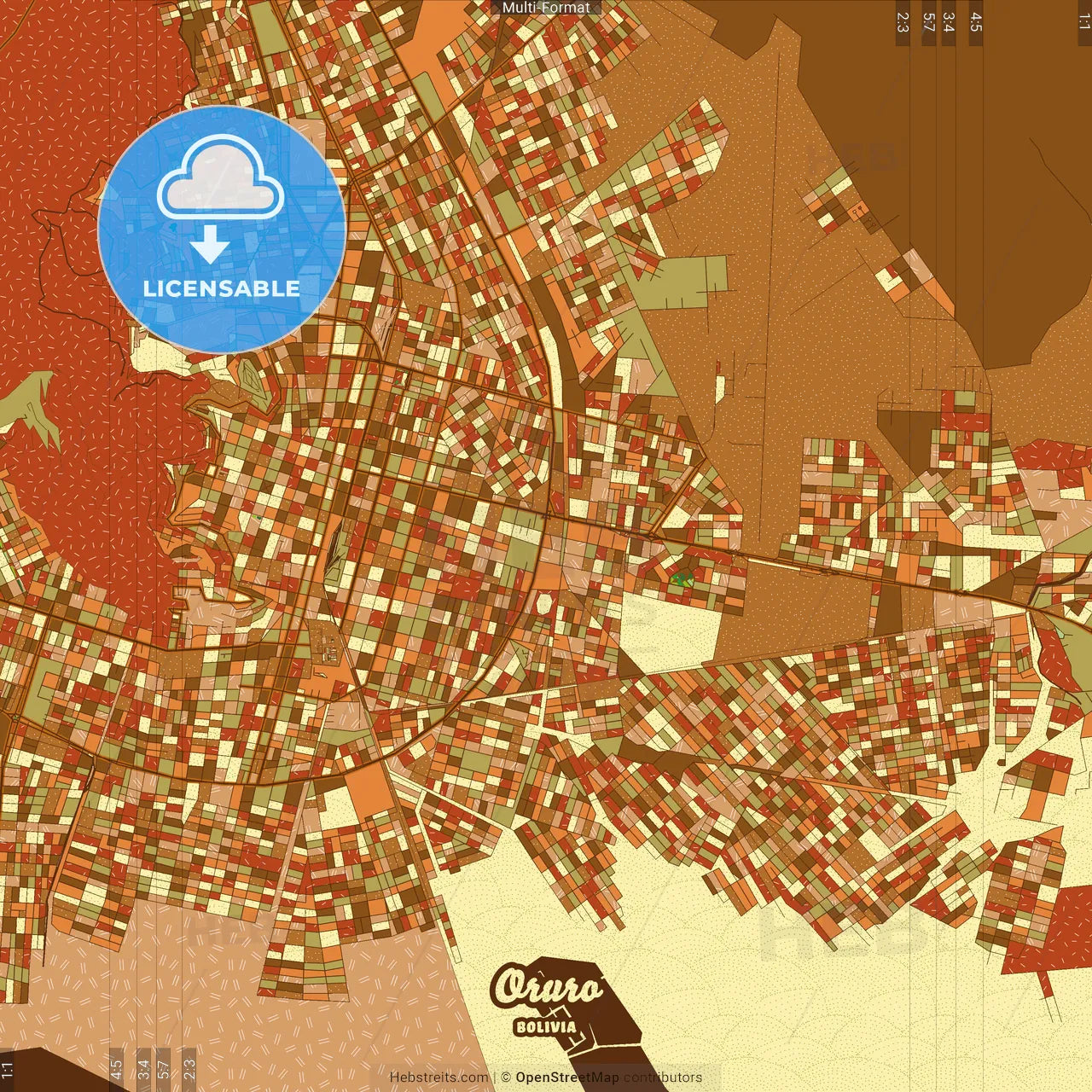 Oruro Bolivia Farmhouse Poster Art Map Template