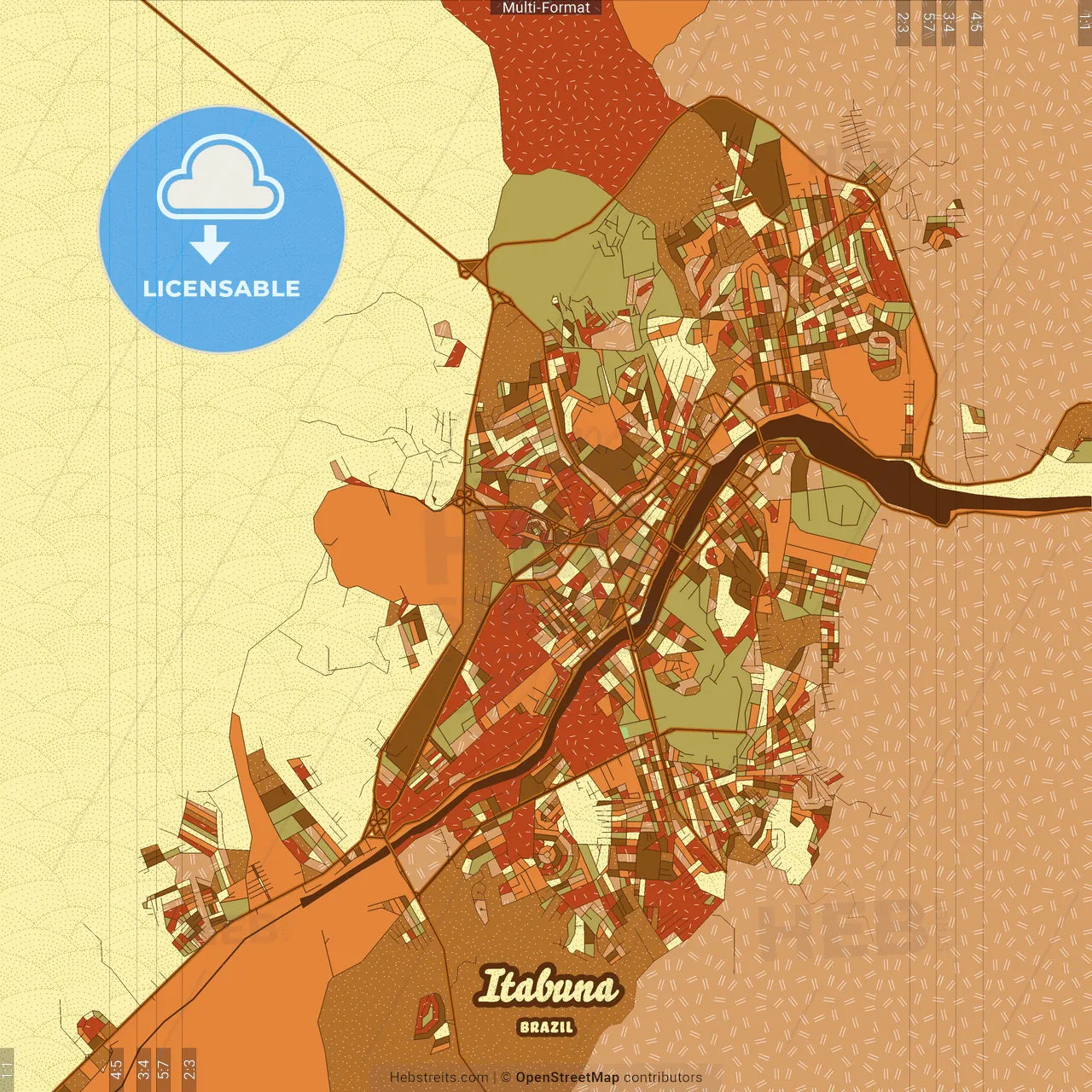 Itabuna Brazil Farmhouse Poster Art Map Template