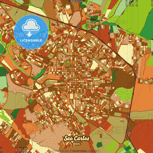 Sao Carlos Brazil Farmhouse Poster Art Map Template