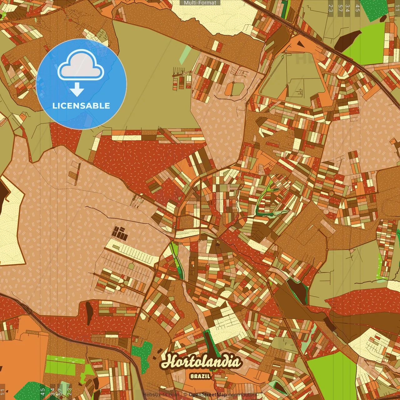 Hortolandia Brazil Farmhouse Poster Art Map Template