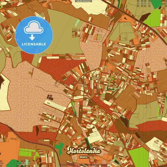 Hortolandia Brazil Farmhouse Poster Art Map Template