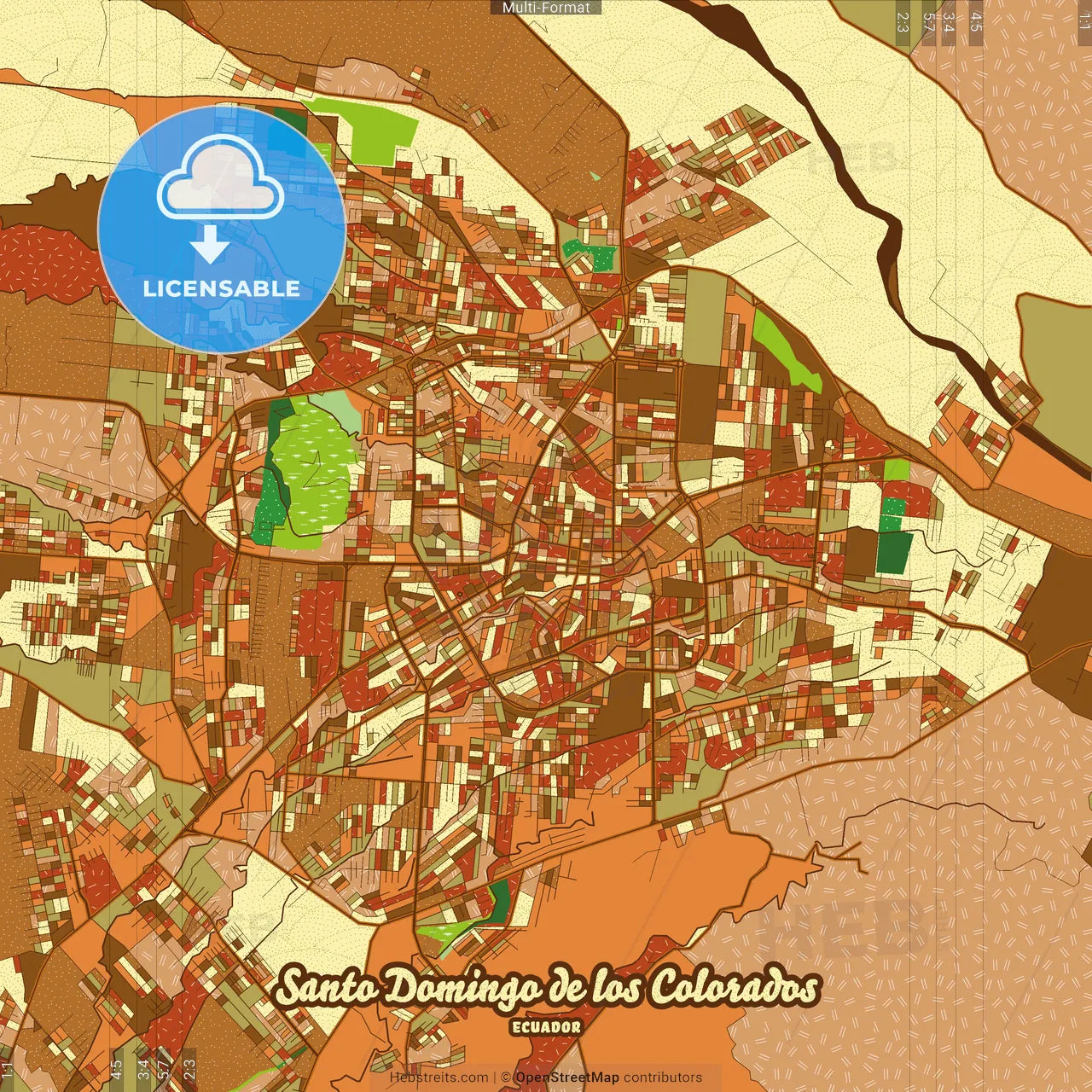 Santo Domingo de los Colorados Ecuador Farmhouse Poster Art Map Template