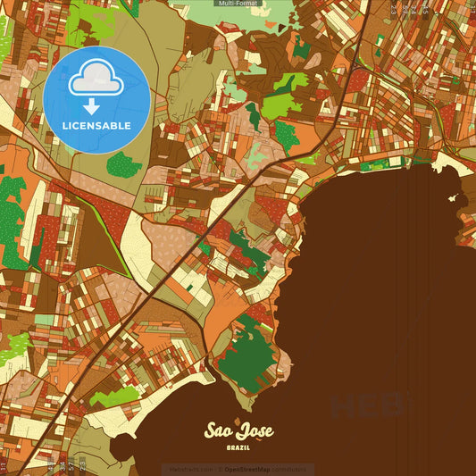 Sao Jose Brazil Farmhouse Poster Art Map Template