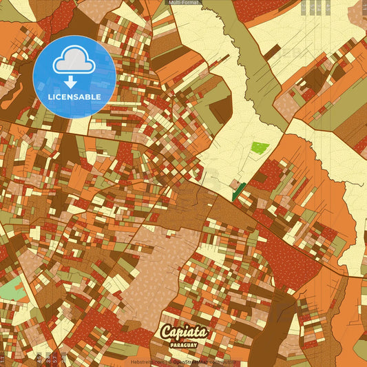 Capiata Paraguay Farmhouse Poster Art Map Template
