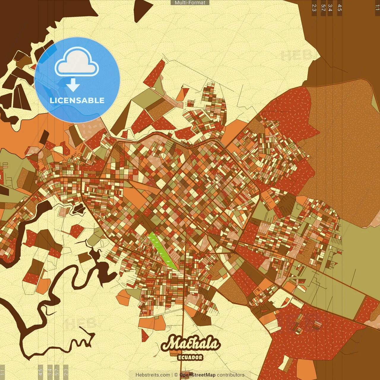 Machala Ecuador Farmhouse Poster Art Map Template