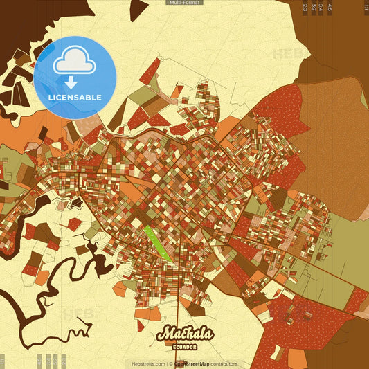 Machala Ecuador Farmhouse Poster Art Map Template