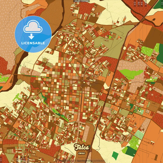Talca Chile Farmhouse Poster Art Map Template