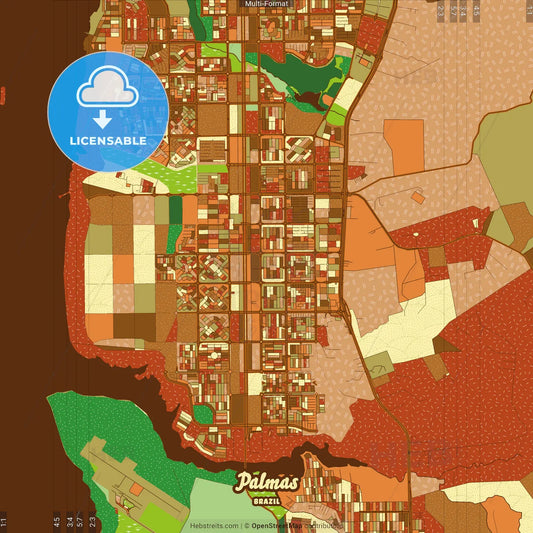 Palmas Brazil Farmhouse Poster Art Map Template