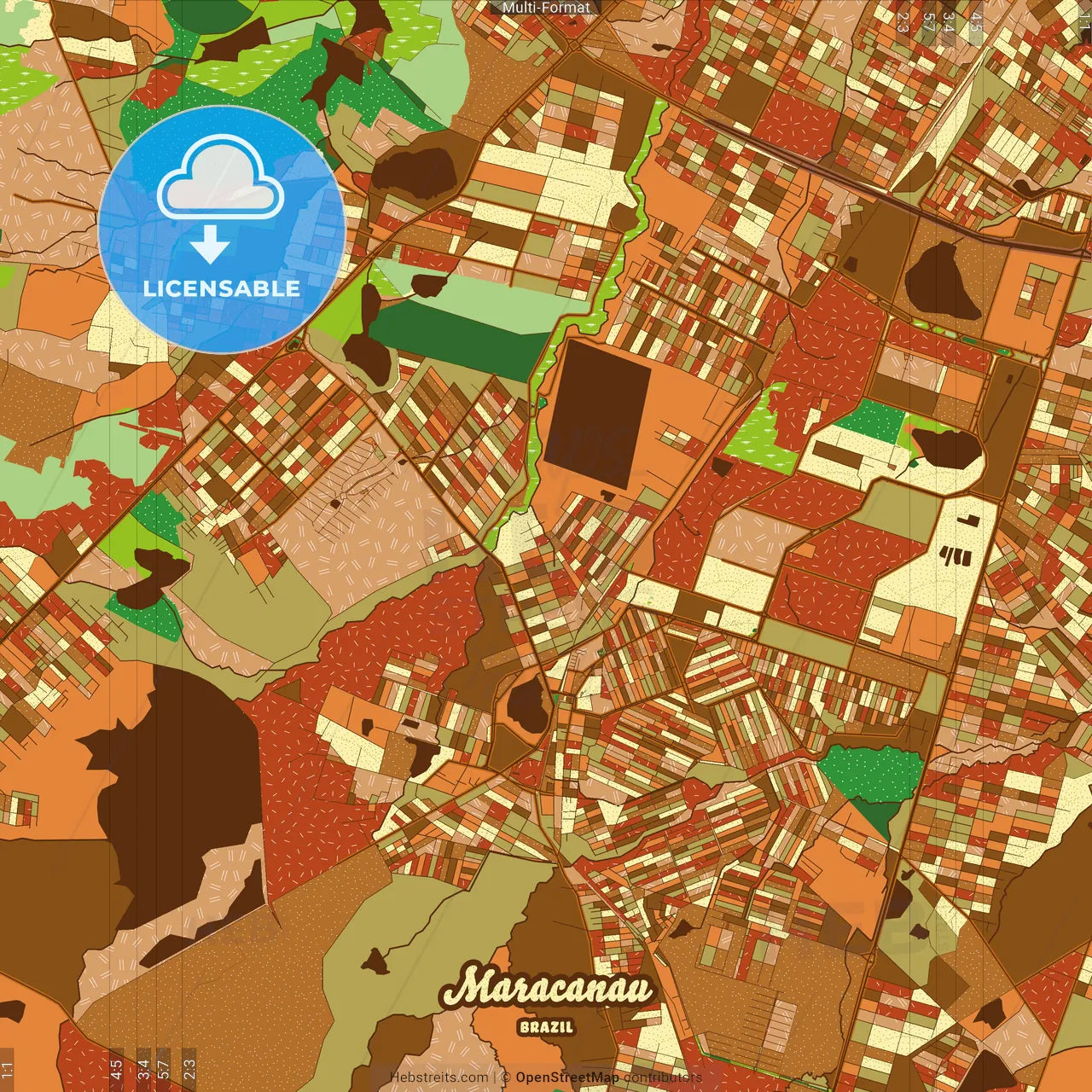 Maracanau Brazil Farmhouse Poster Art Map Template