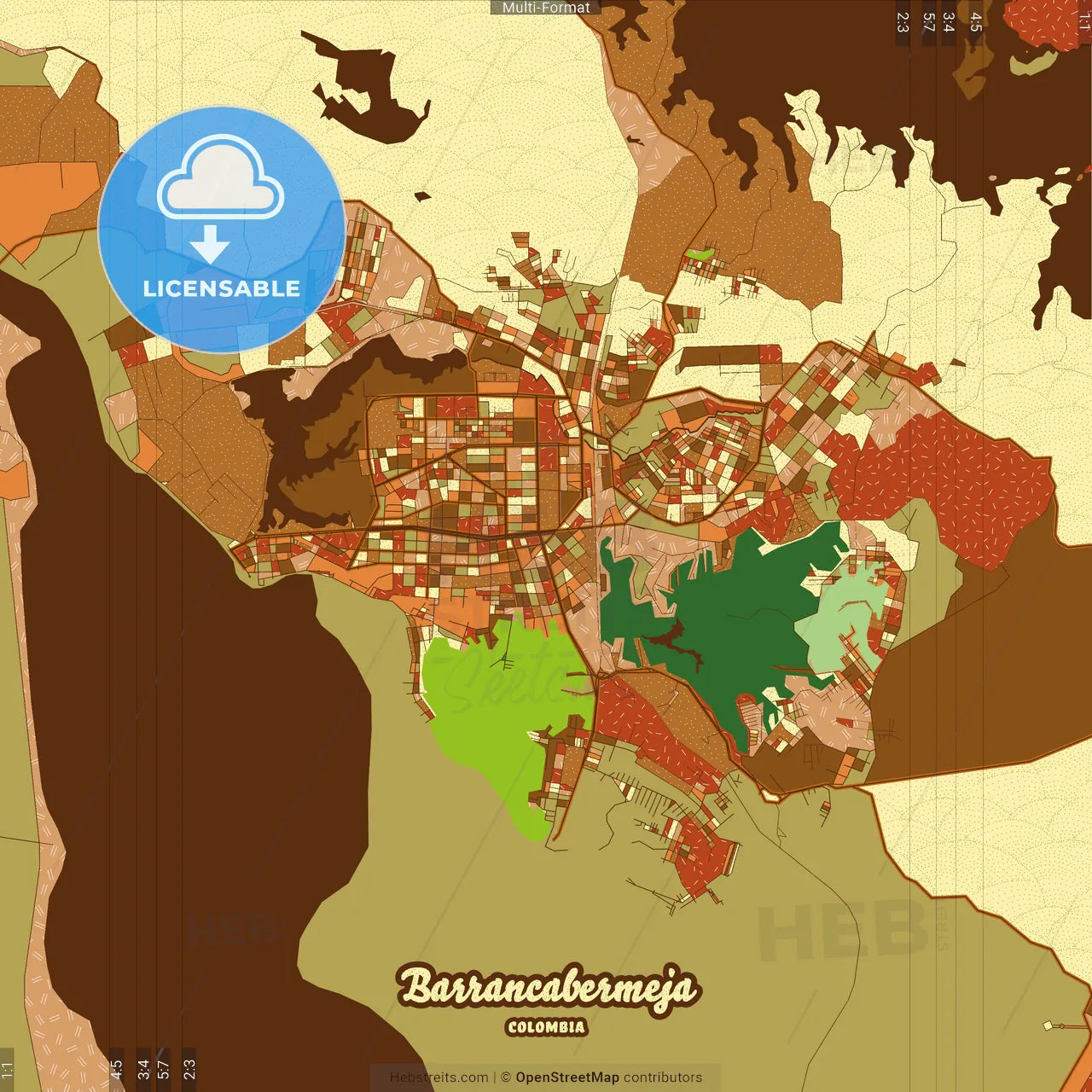 Barrancabermeja Colombia Farmhouse Poster Art Map Template