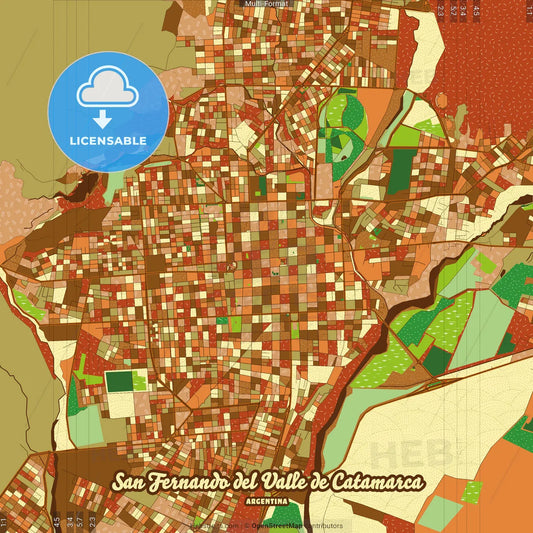 San Fernando del Valle de Catamarca Argentina Farmhouse Poster Art Map Template
