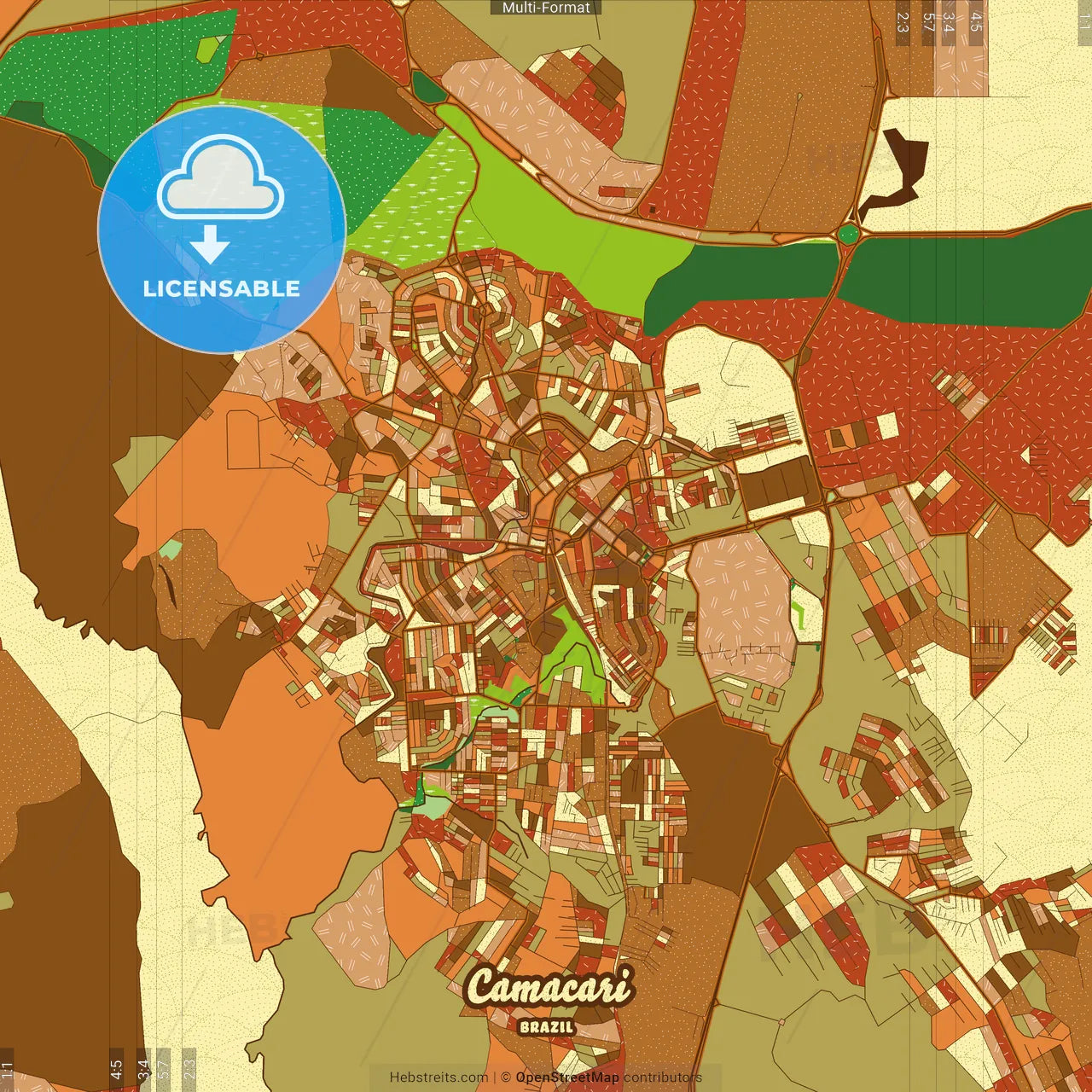 Camacari Brazil Farmhouse Poster Art Map Template