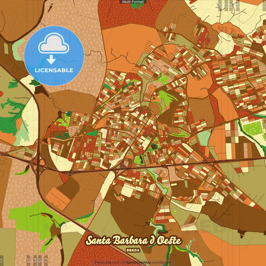 Santa Barbara d Oeste Brazil Farmhouse Poster Art Map Template