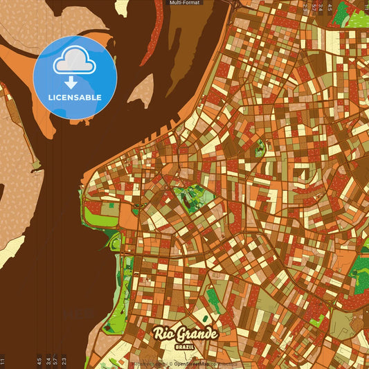 Rio Grande Brazil Farmhouse Poster Art Map Template