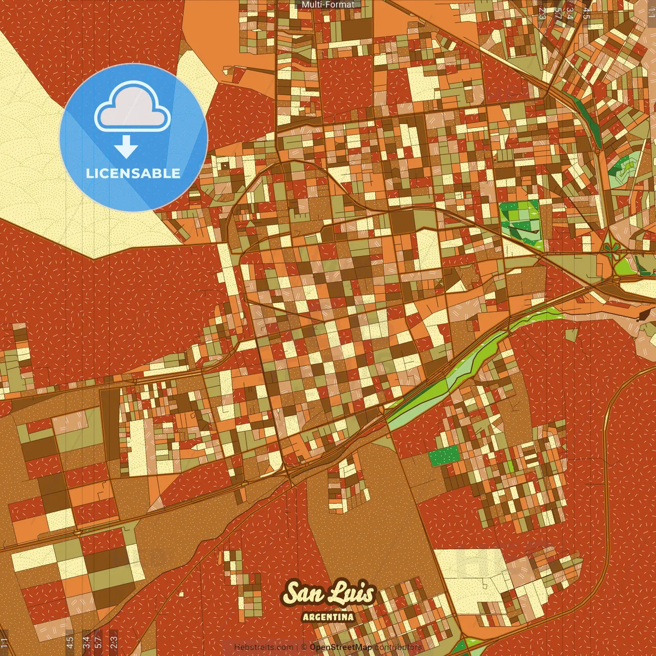 San Luis Argentina Farmhouse Poster Art Map Template