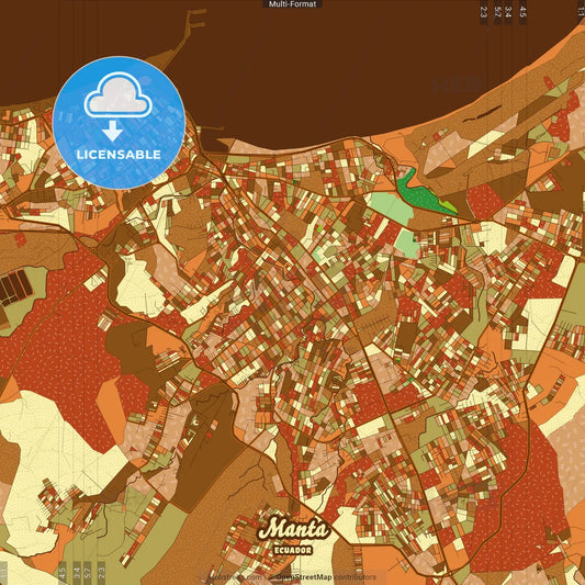 Manta Ecuador Farmhouse Poster Art Map Template