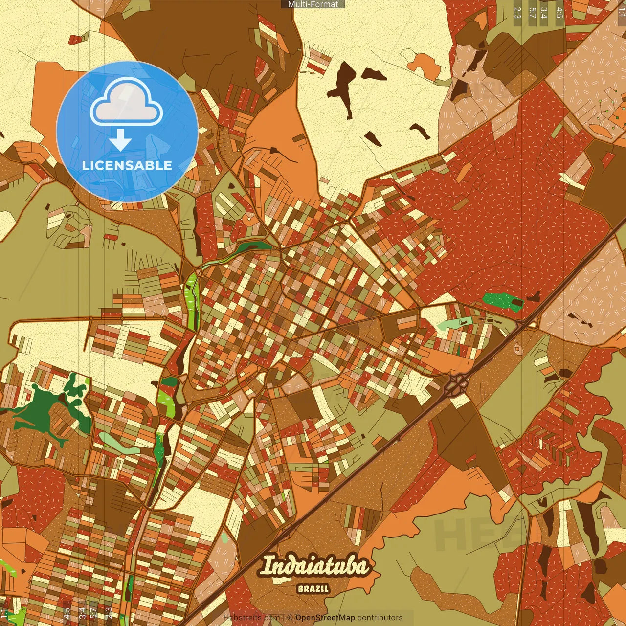 Indaiatuba Brazil Farmhouse Poster Art Map Template