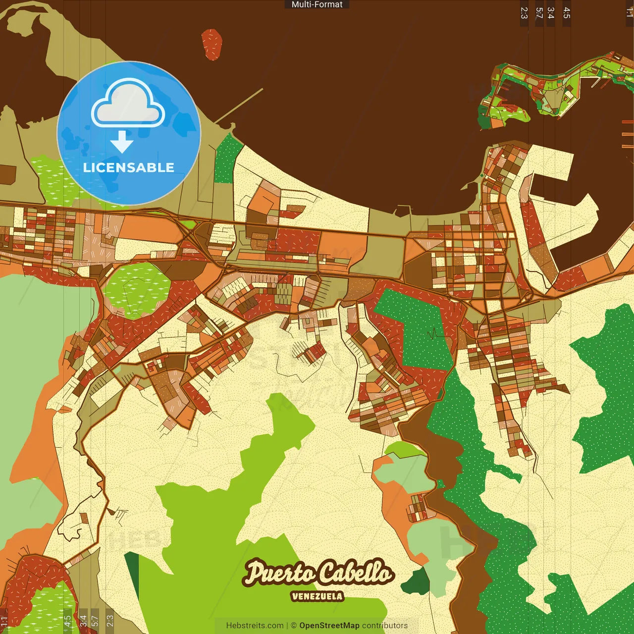 Puerto Cabello Venezuela Farmhouse Poster Art Map Template