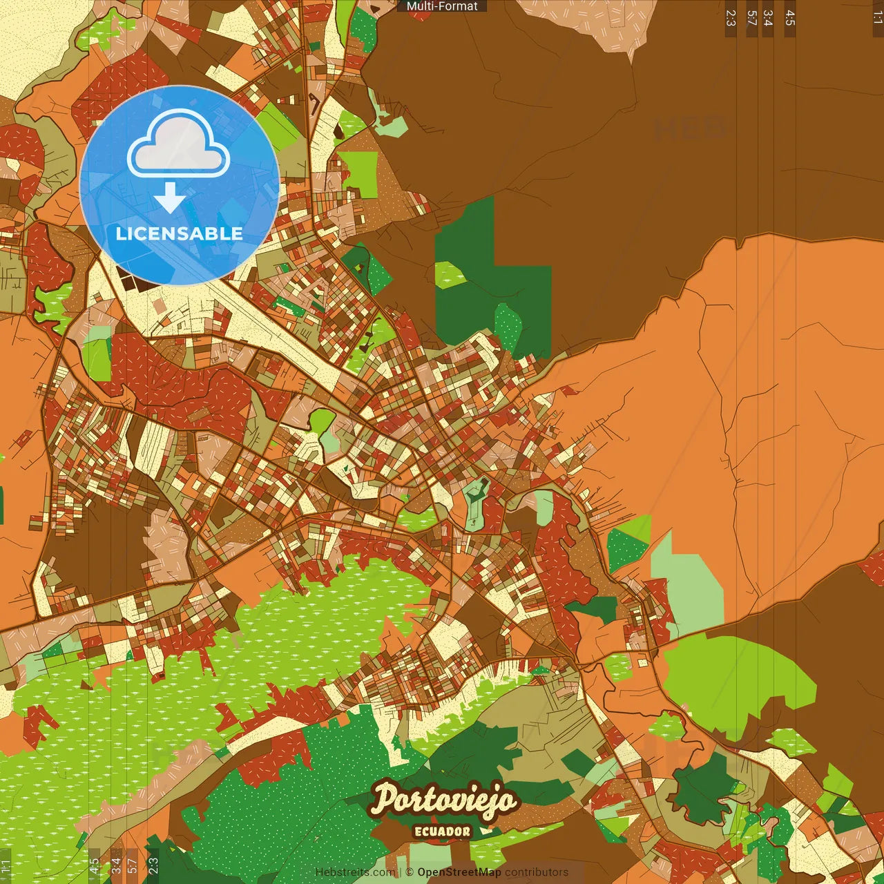 Portoviejo Ecuador Farmhouse Poster Art Map Template