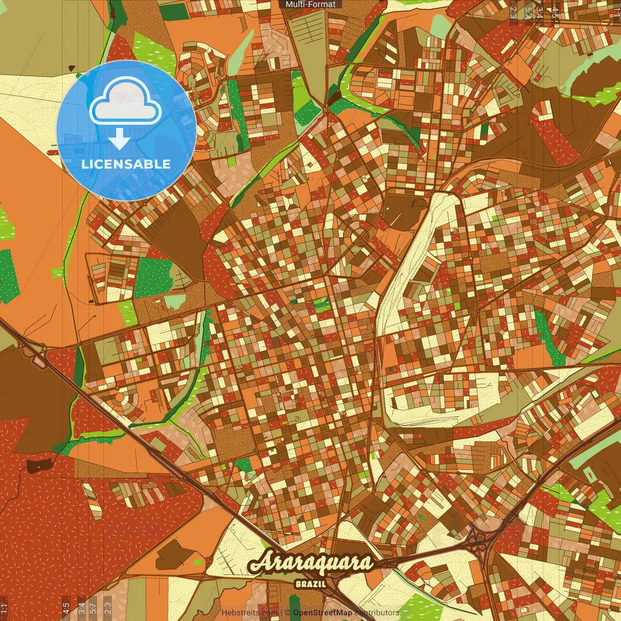 Araraquara Brazil Farmhouse Poster Art Map Template