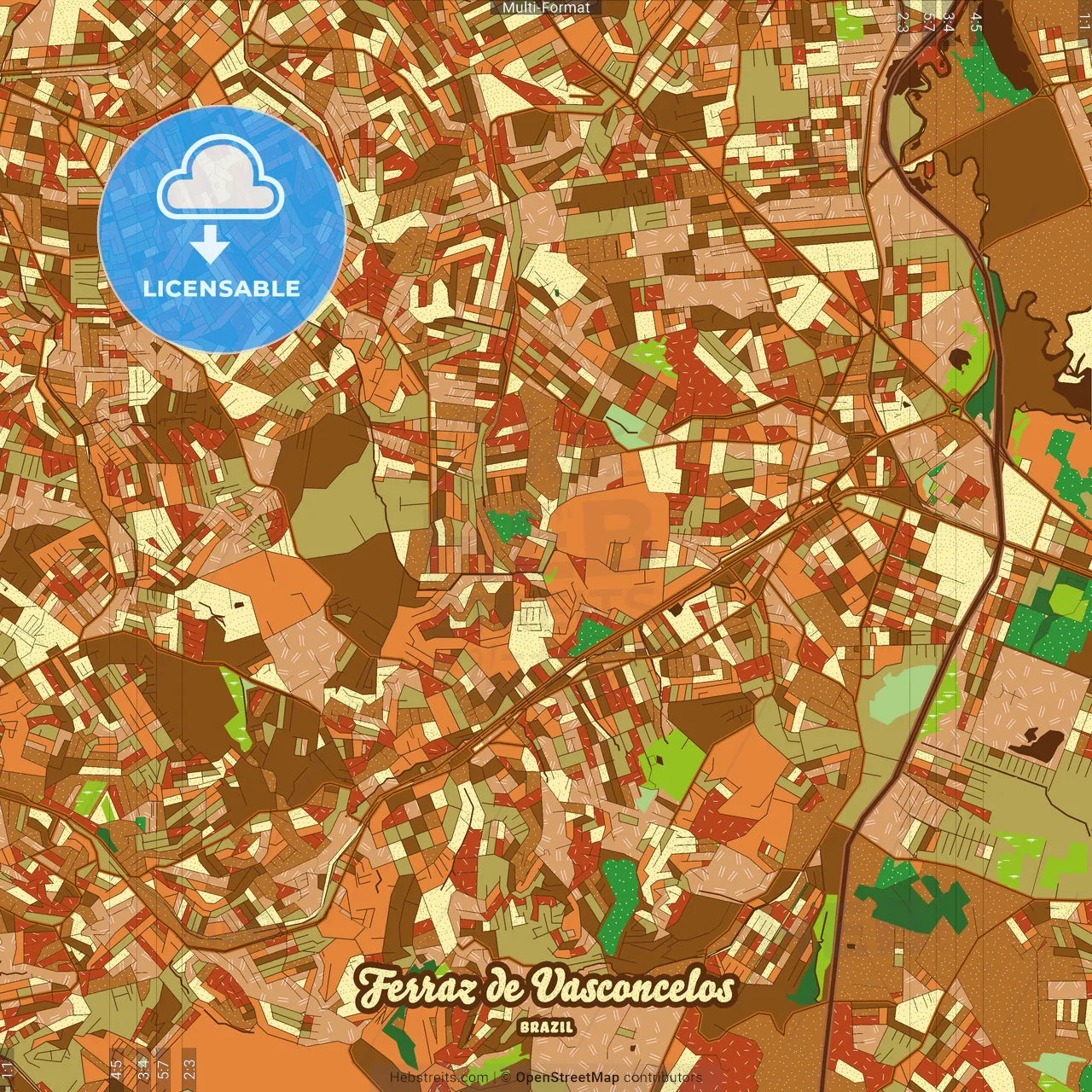 Ferraz de Vasconcelos Brazil Farmhouse Poster Art Map Template