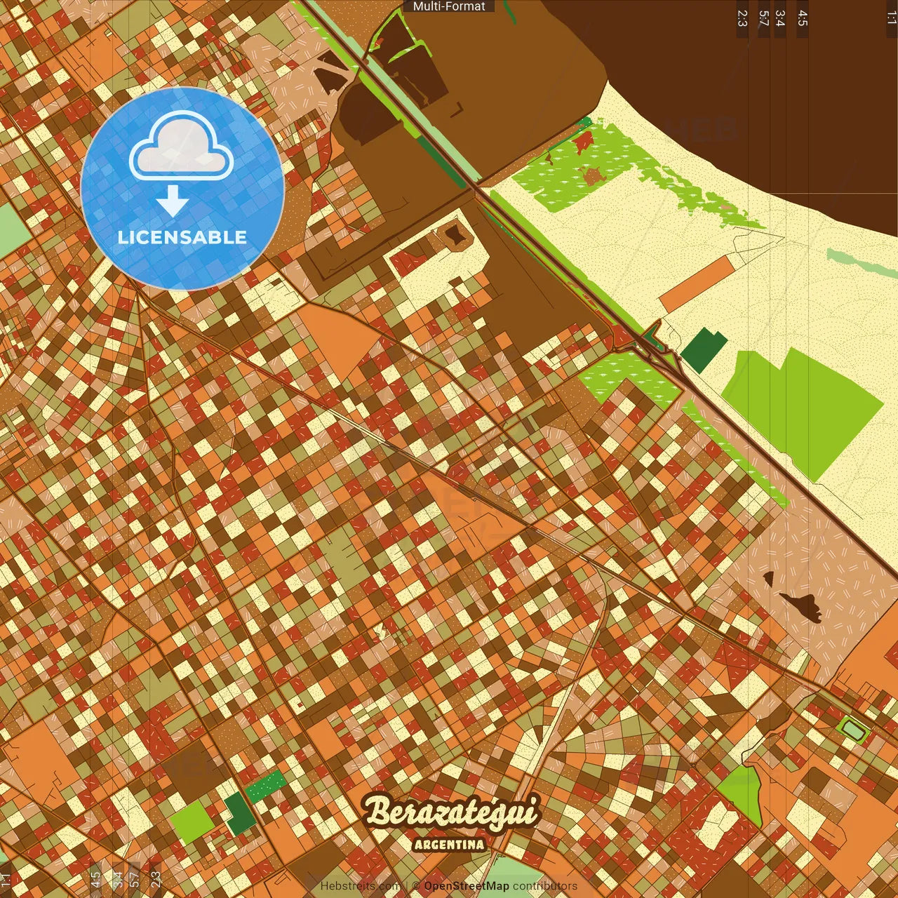 Berazategui Argentina Farmhouse Poster Art Map Template