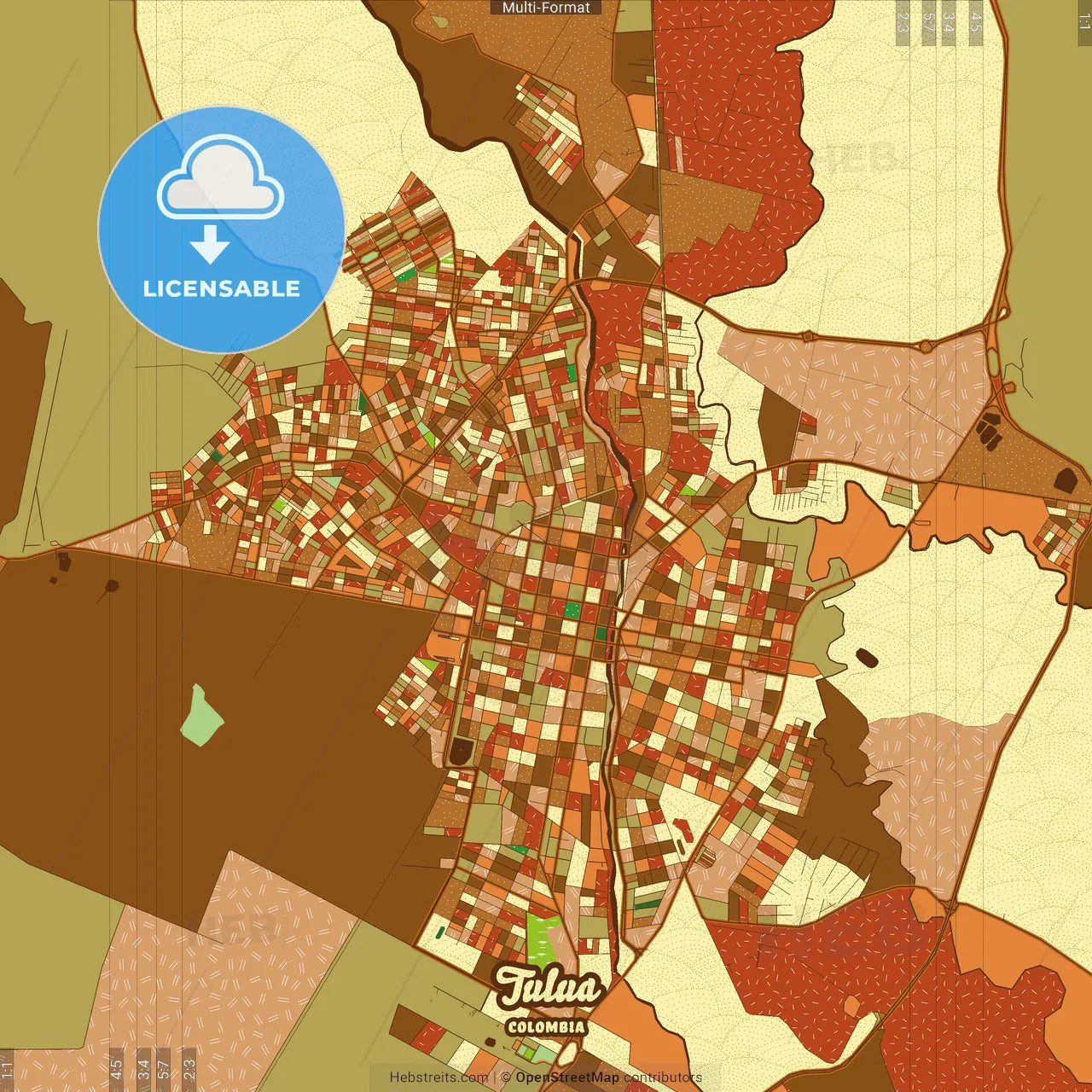 Tulua Colombia Farmhouse Poster Art Map Template