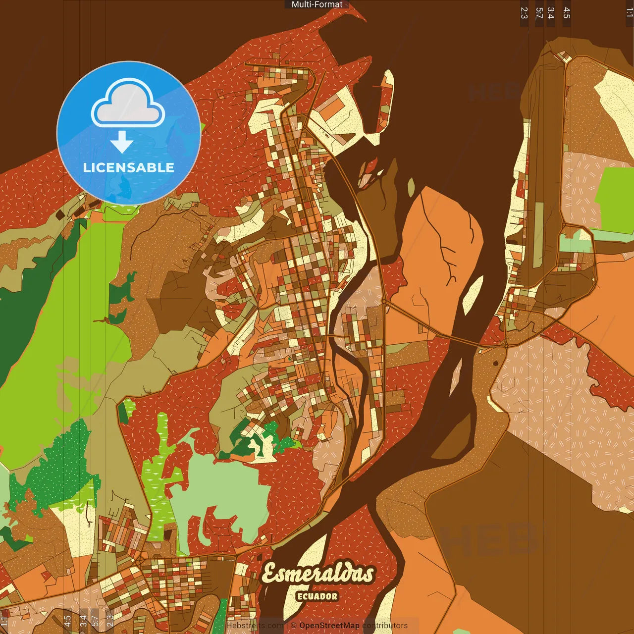 Esmeraldas Ecuador Farmhouse Poster Art Map Template