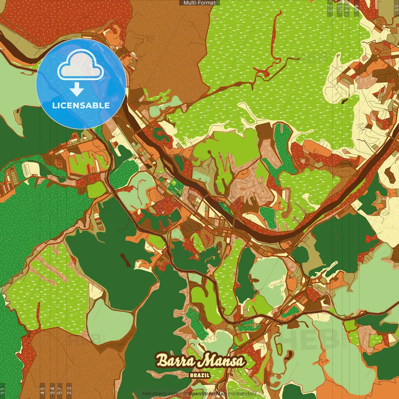 Barra Mansa Brazil Farmhouse Poster Art Map Template