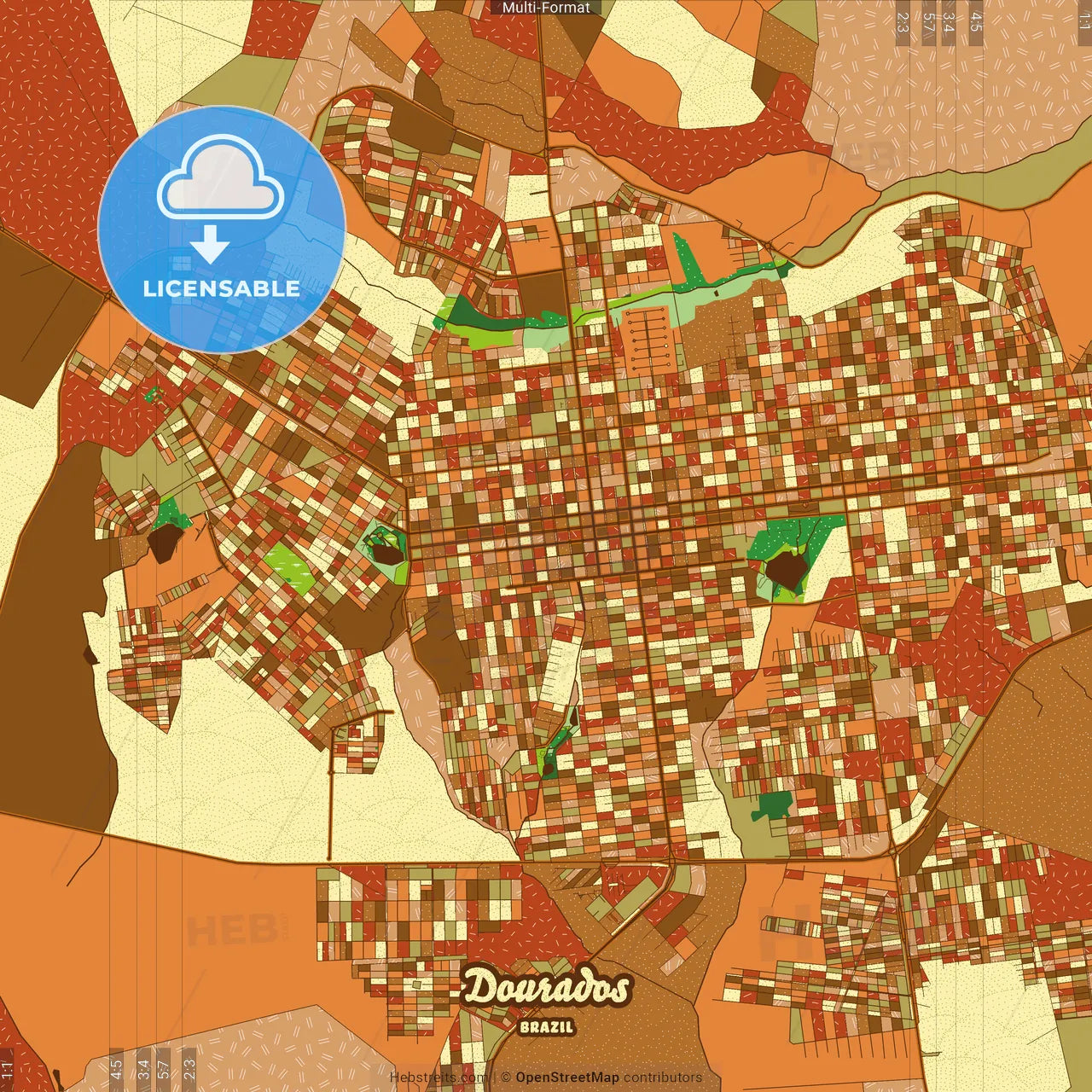 Dourados Brazil Farmhouse Poster Art Map Template