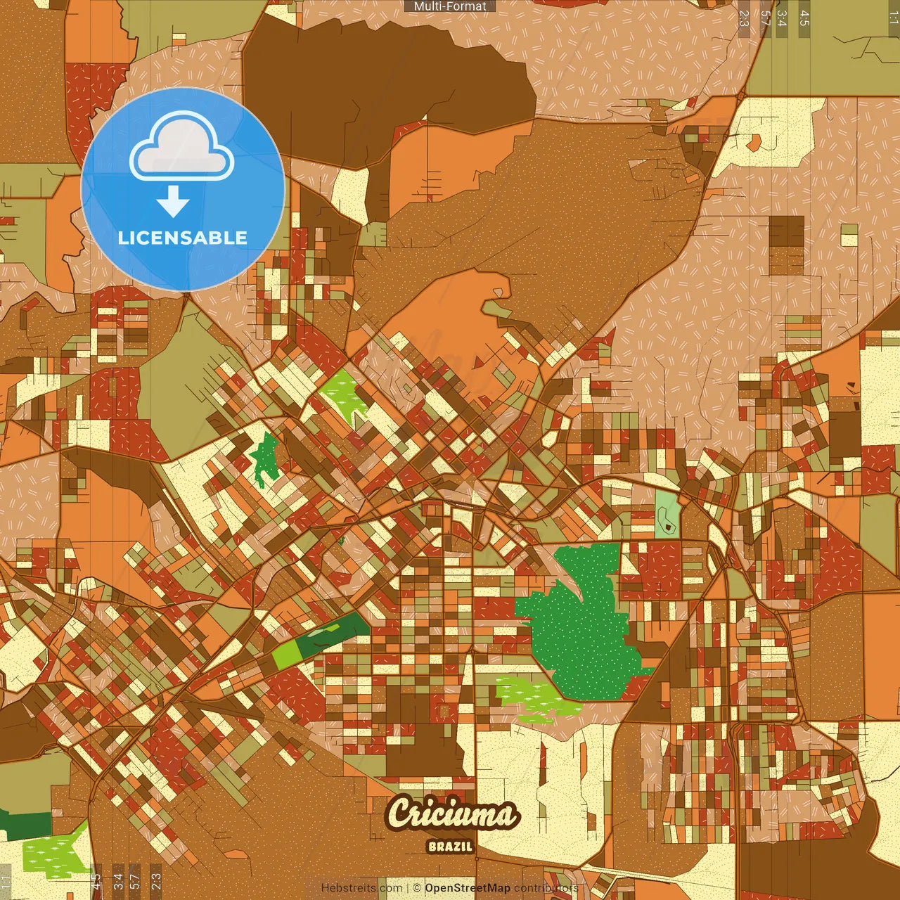 Criciuma Brazil Farmhouse Poster Art Map Template