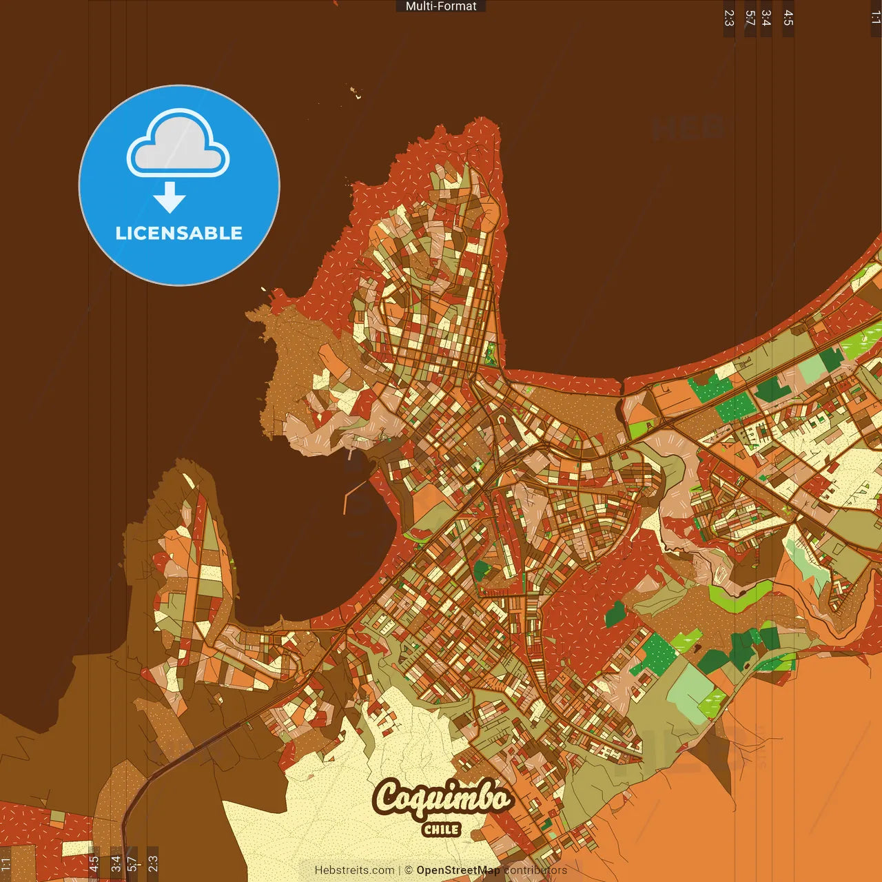 Coquimbo Chile Farmhouse Poster Art Map Template