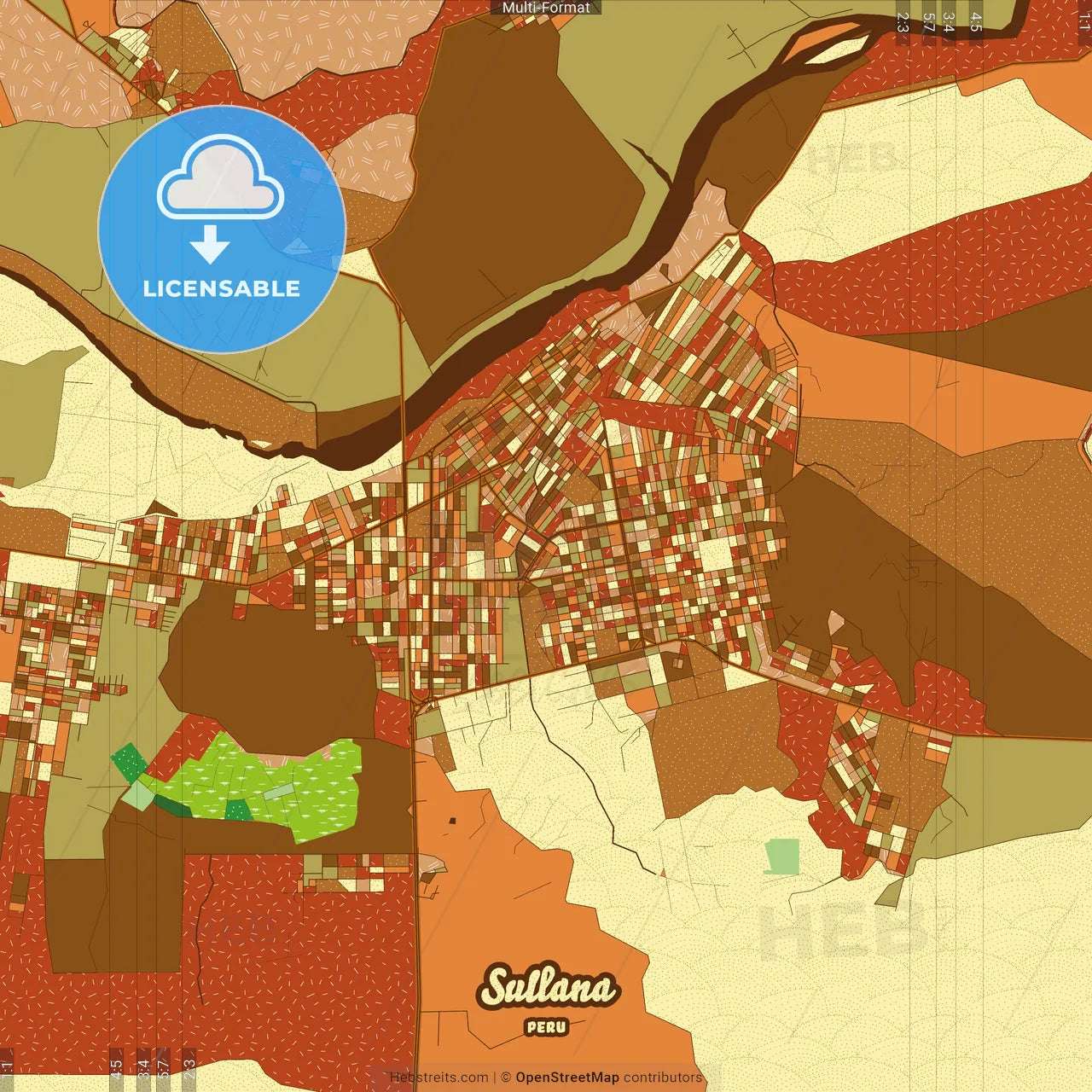 Sullana Peru Farmhouse Poster Art Map Template