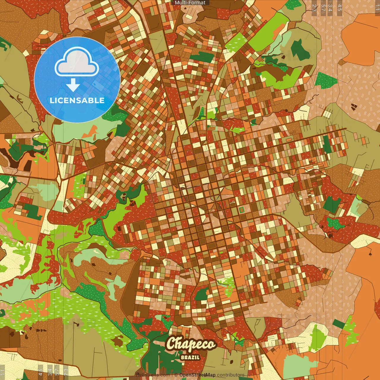 Chapeco Brazil Farmhouse Poster Art Map Template