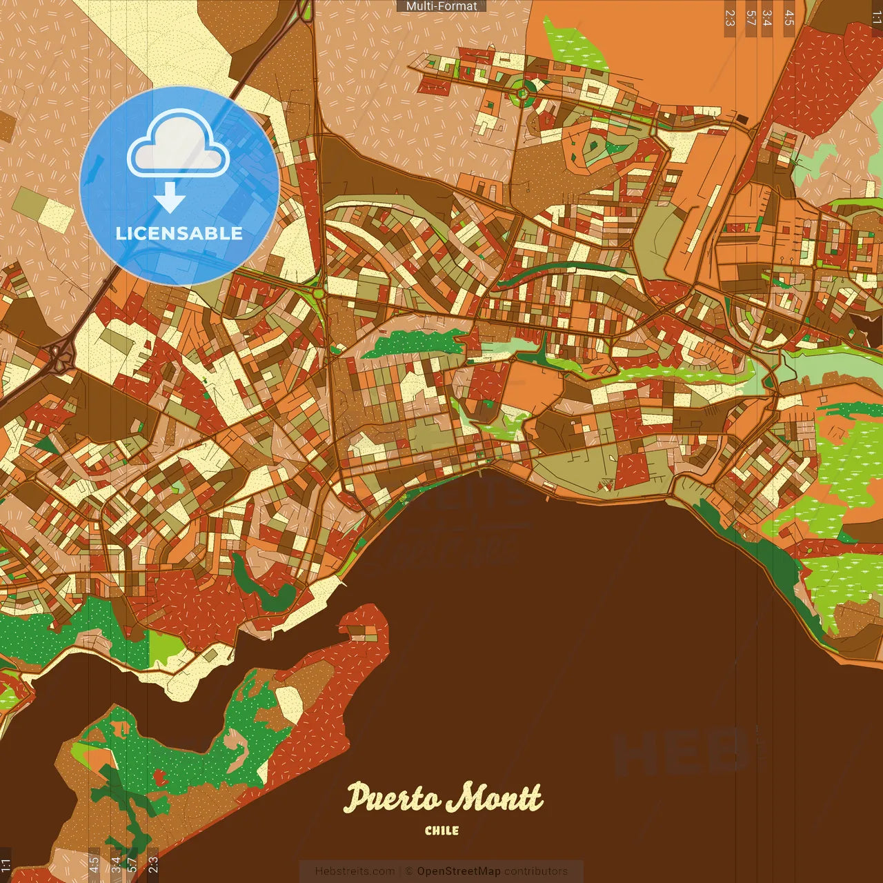 Puerto Montt Chile Farmhouse Poster Art Map Template