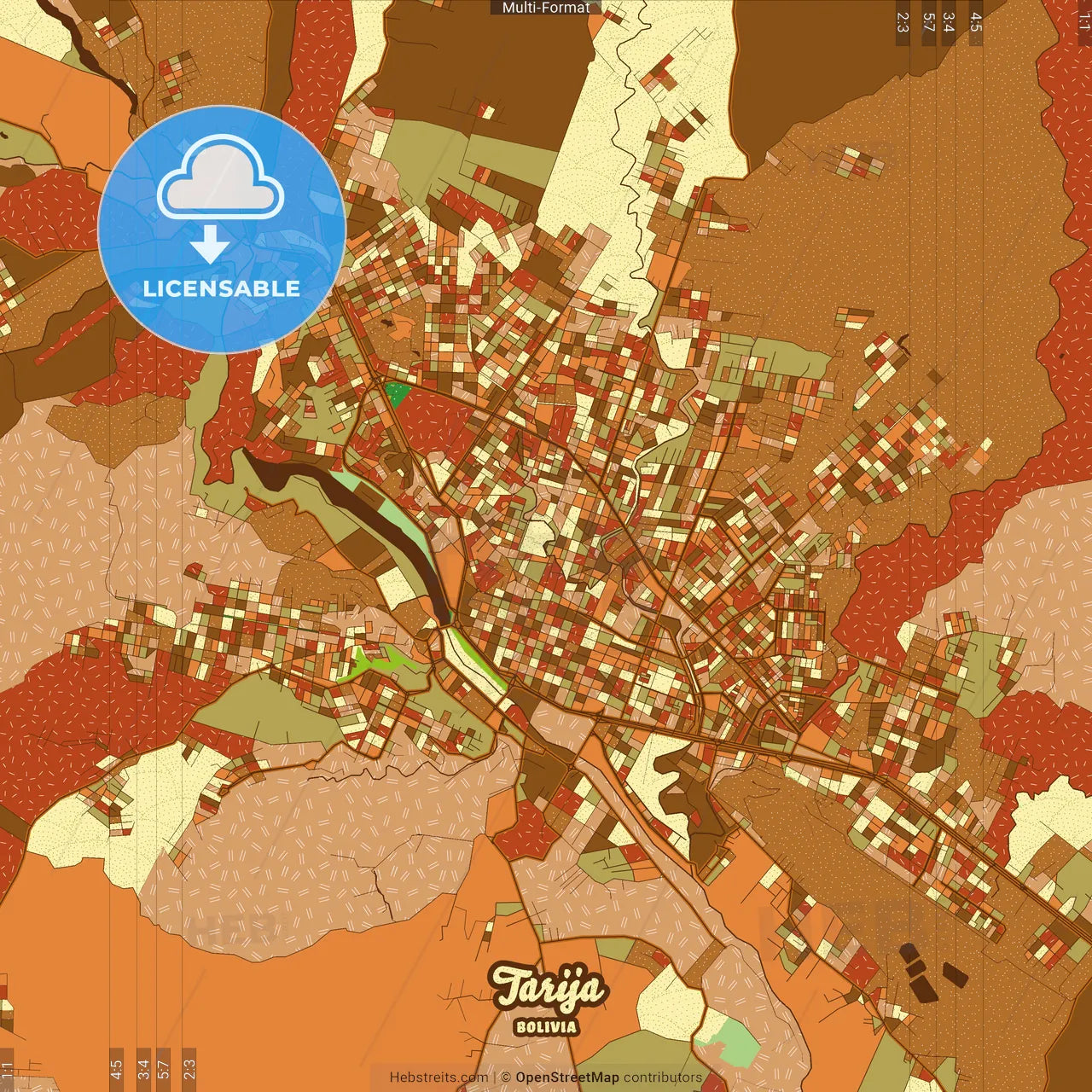 Tarija Bolivia Farmhouse Poster Art Map Template