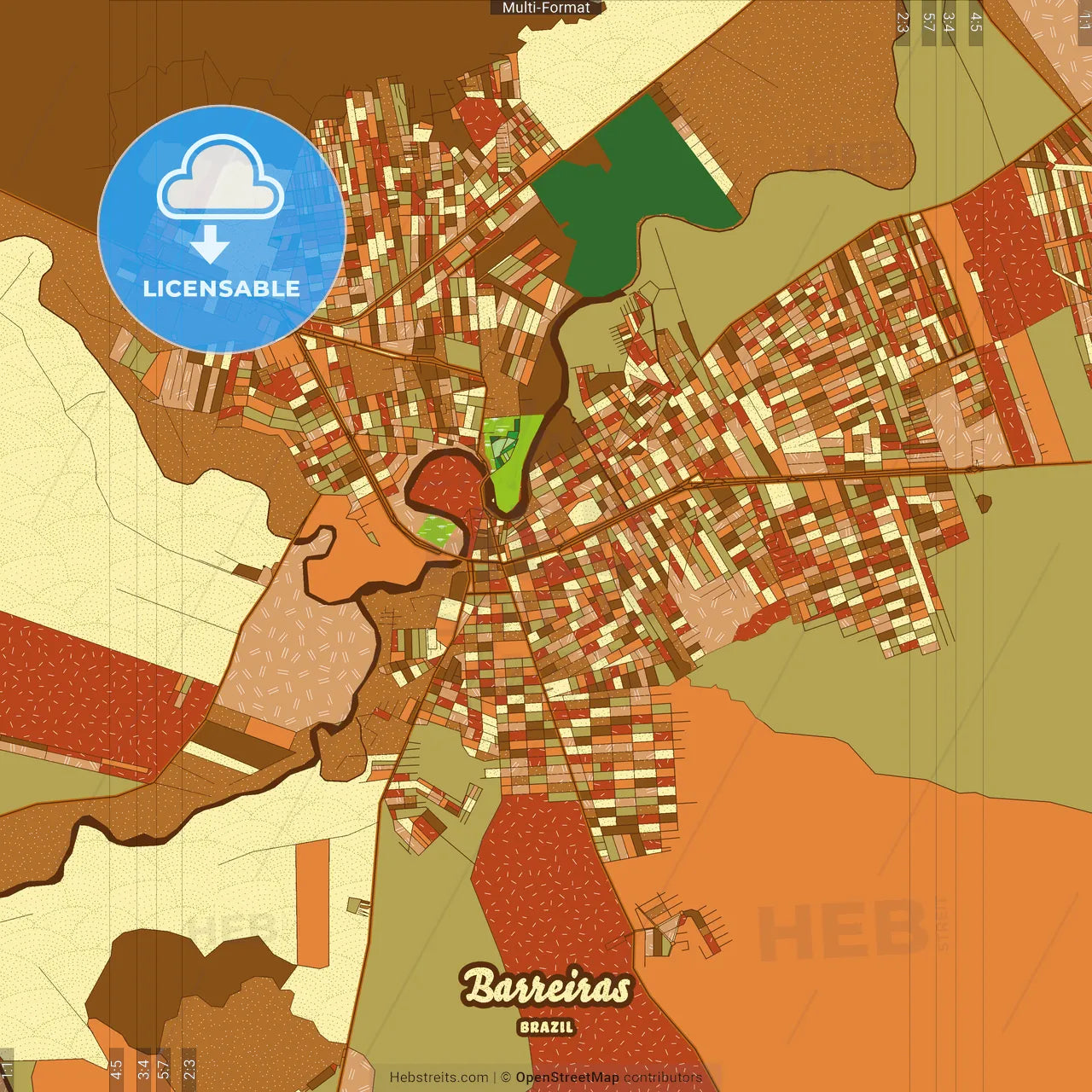 Barreiras Brazil Farmhouse Poster Art Map Template