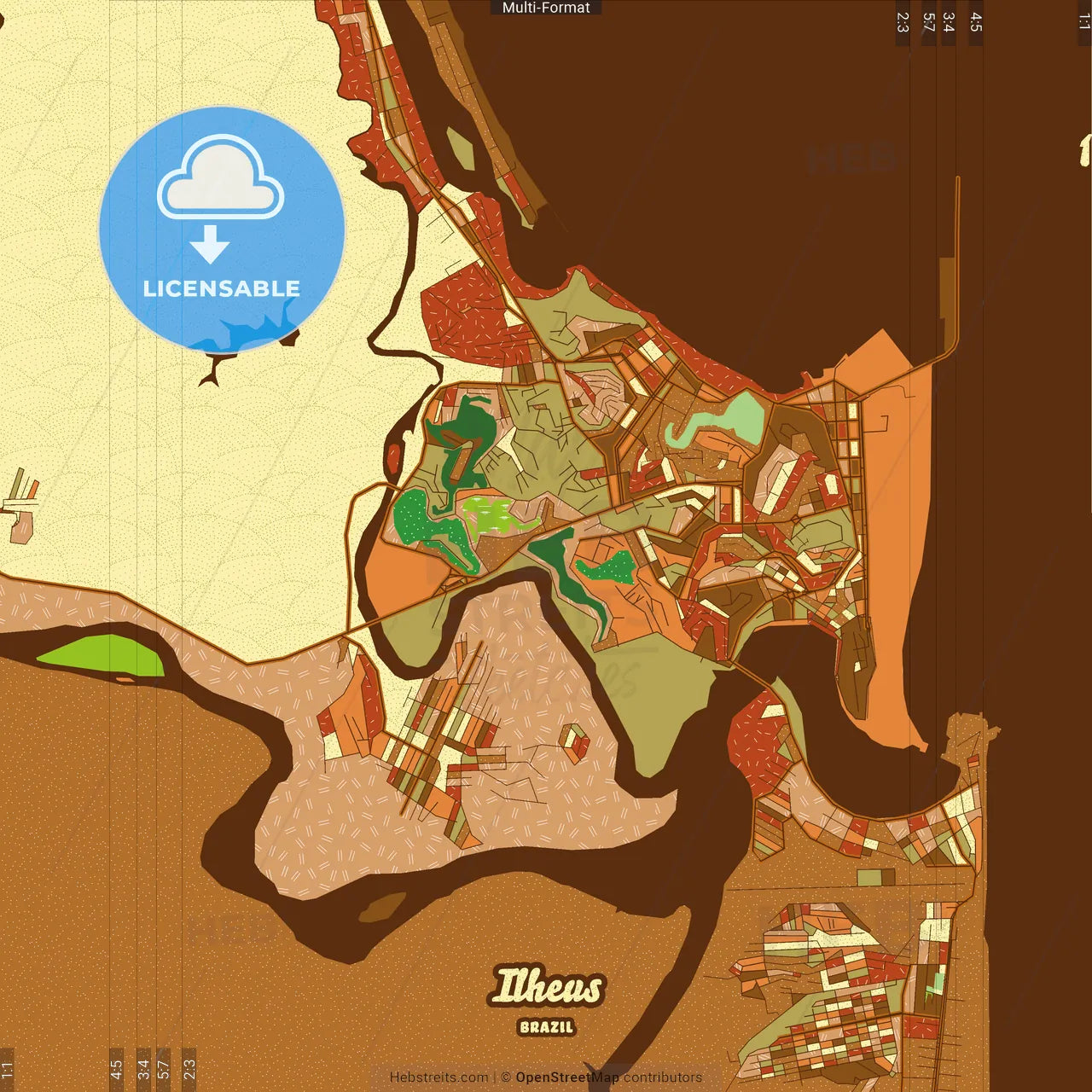 Ilheus Brazil Farmhouse Poster Art Map Template