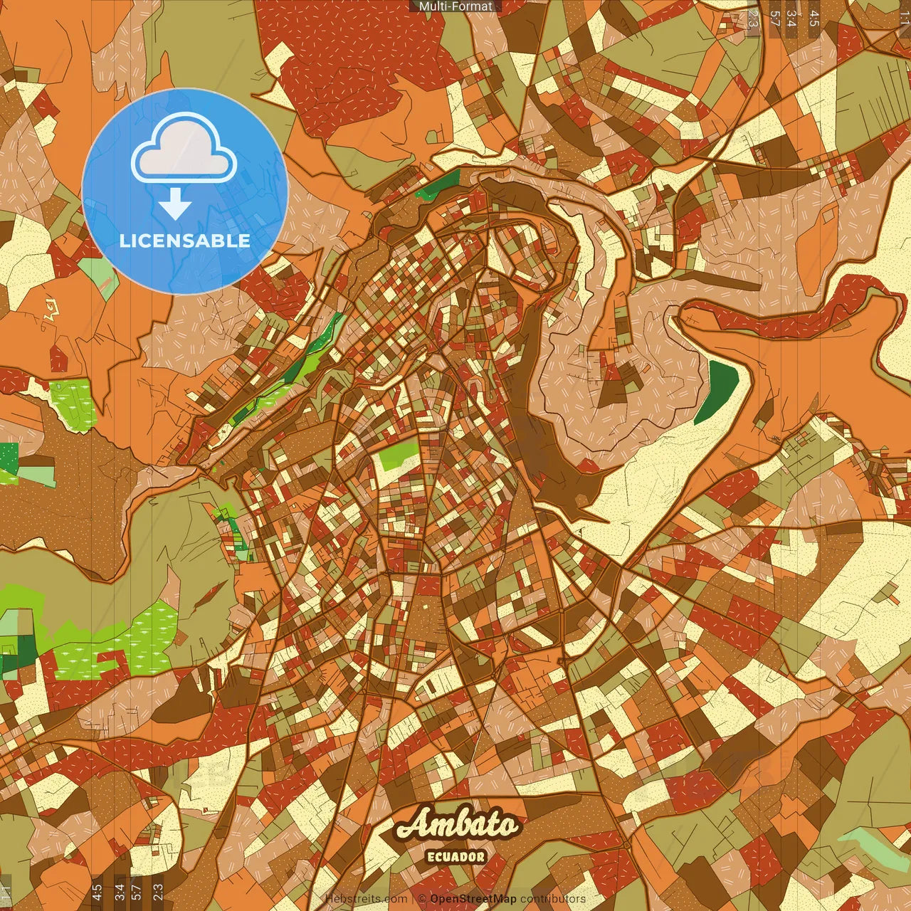 Ambato Ecuador Farmhouse Poster Art Map Template