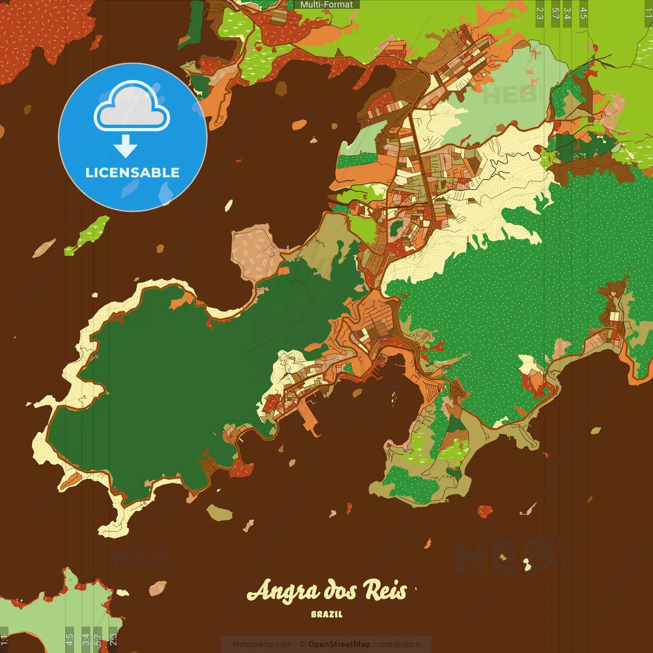 Angra dos Reis Brazil Farmhouse Poster Art Map Template