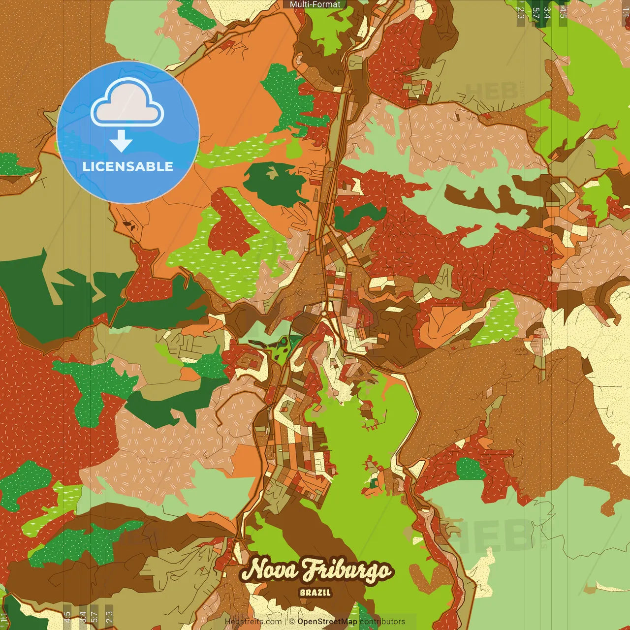 Nova Friburgo Brazil Farmhouse Poster Art Map Template
