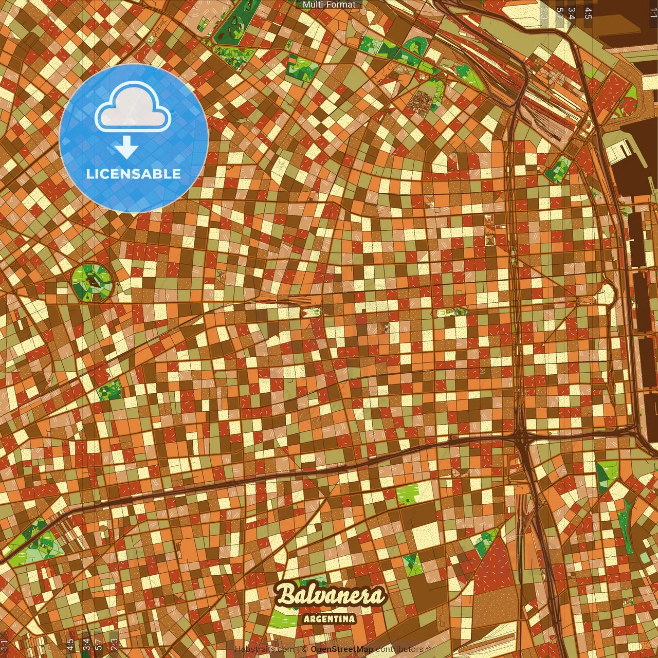 Balvanera Argentina Farmhouse Poster Art Map Template