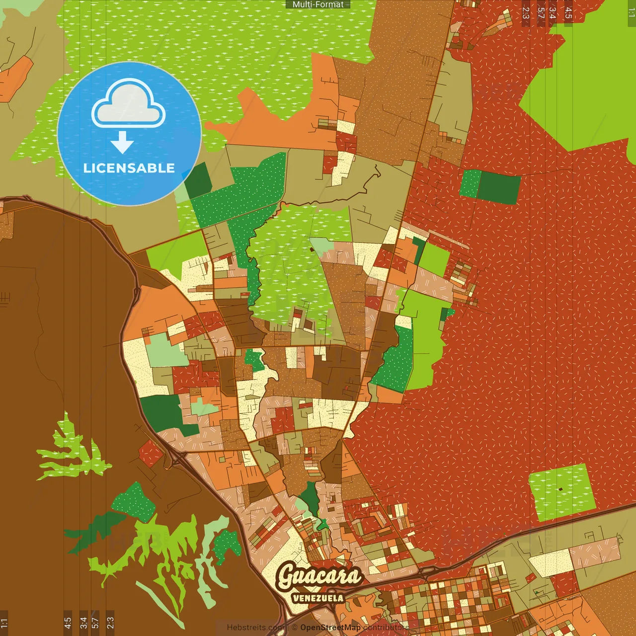 Guacara Venezuela Farmhouse Poster Art Map Template