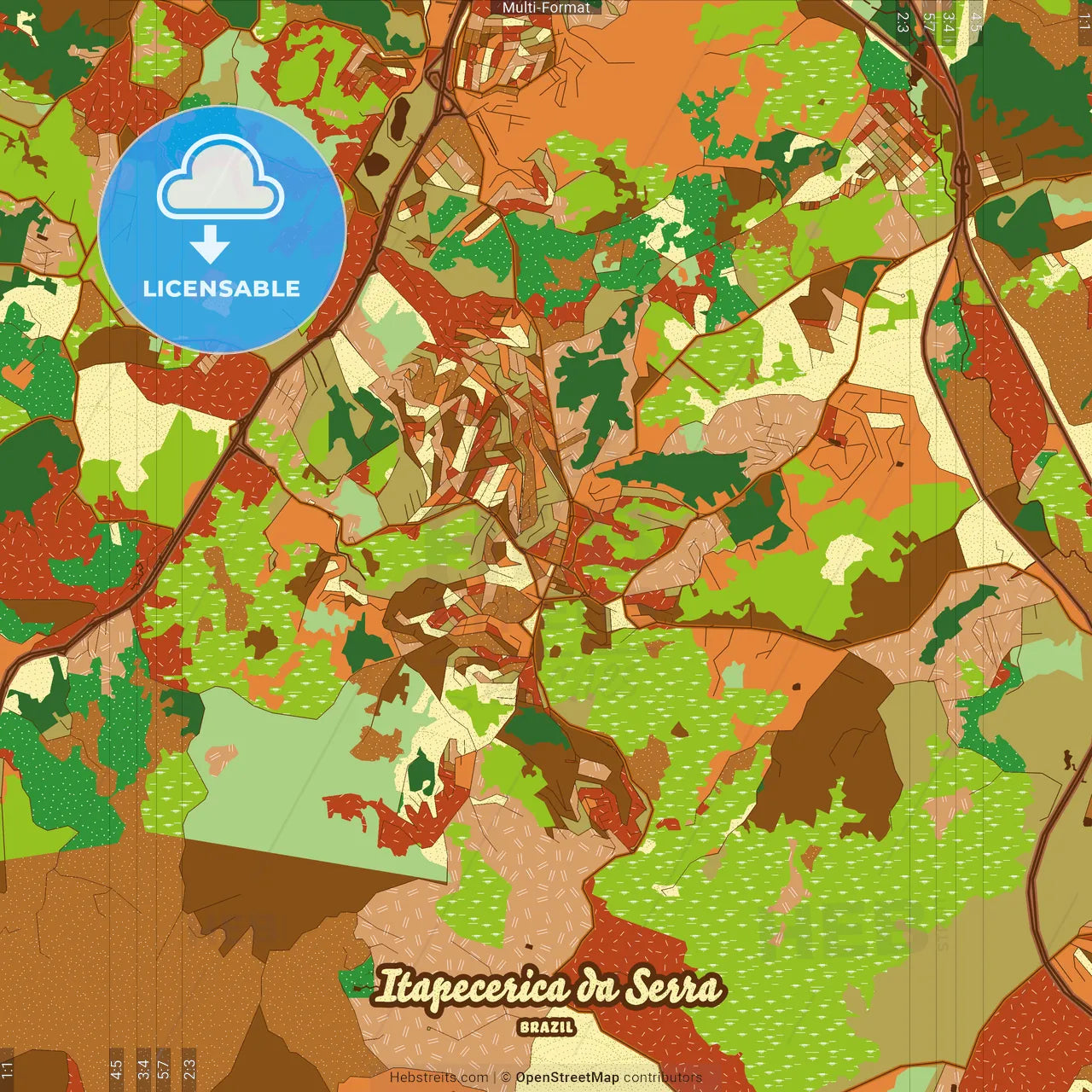 Itapecerica da Serra Brazil Farmhouse Poster Art Map Template